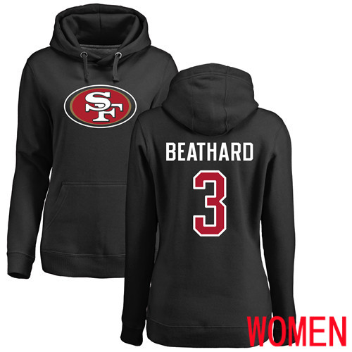 San Francisco 49ers Black Women C. J. Beathard Name and Number Logo #3 Pullover NFL Hoodie Sweatshirts->women nfl jersey->Women Jersey